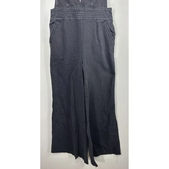 Pilcro x Anthropologie Puddle Jumpsuit Wide Leg Faded Black Raw Hem 28 Tall - Picture 6 of 16
